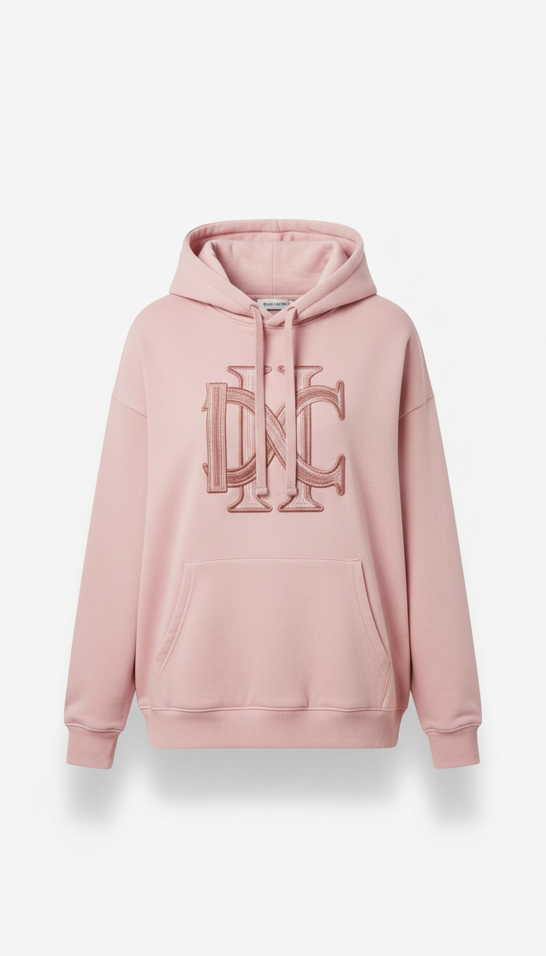 Pink hoodie with DAG monogram