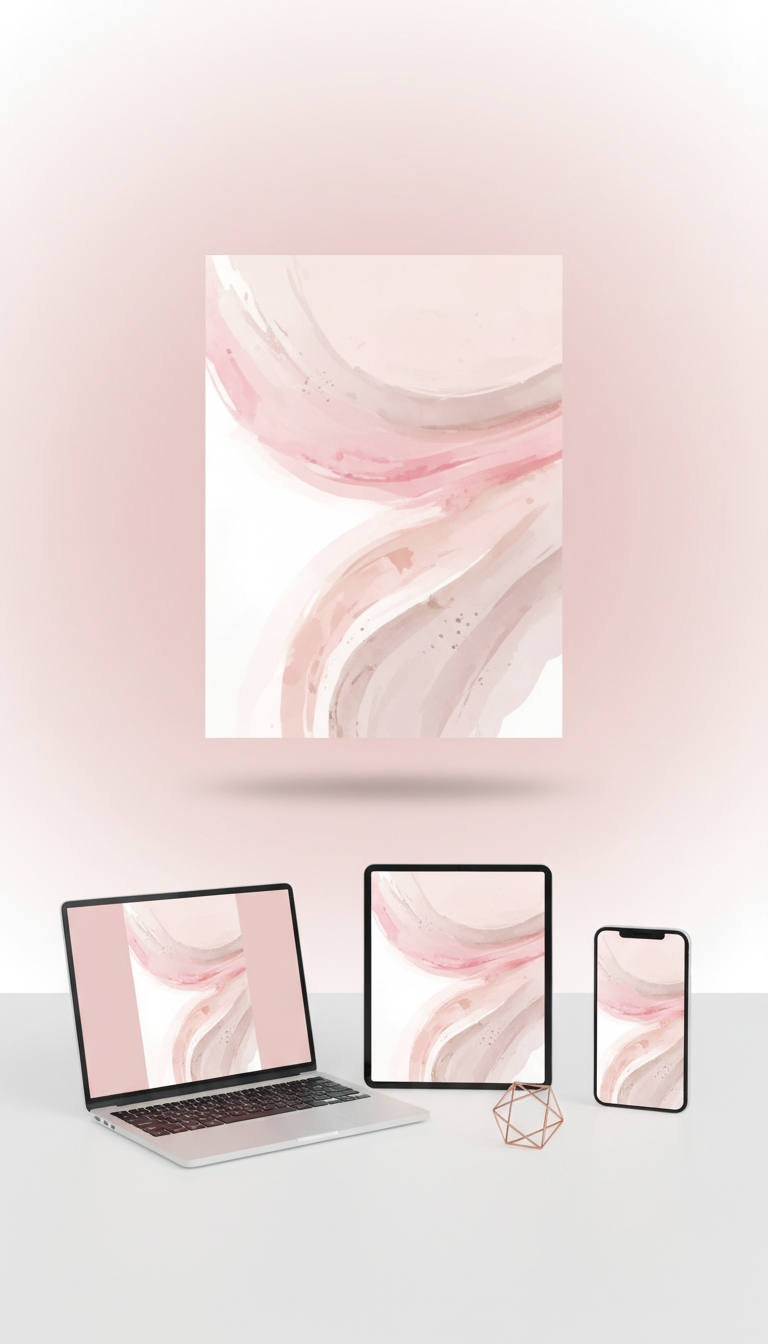 Digital wallpaper in soft rose gold
