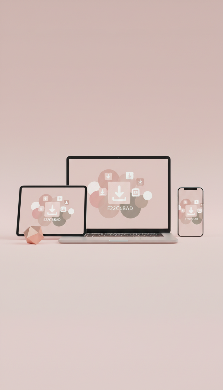 Crown logo desktop set in blush white